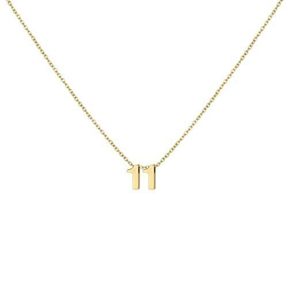 9013 18K Gold Plated Number Necklace Dainty Charm 11 Pendant Choker